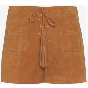 Intermix genuine leather suede lace up horts